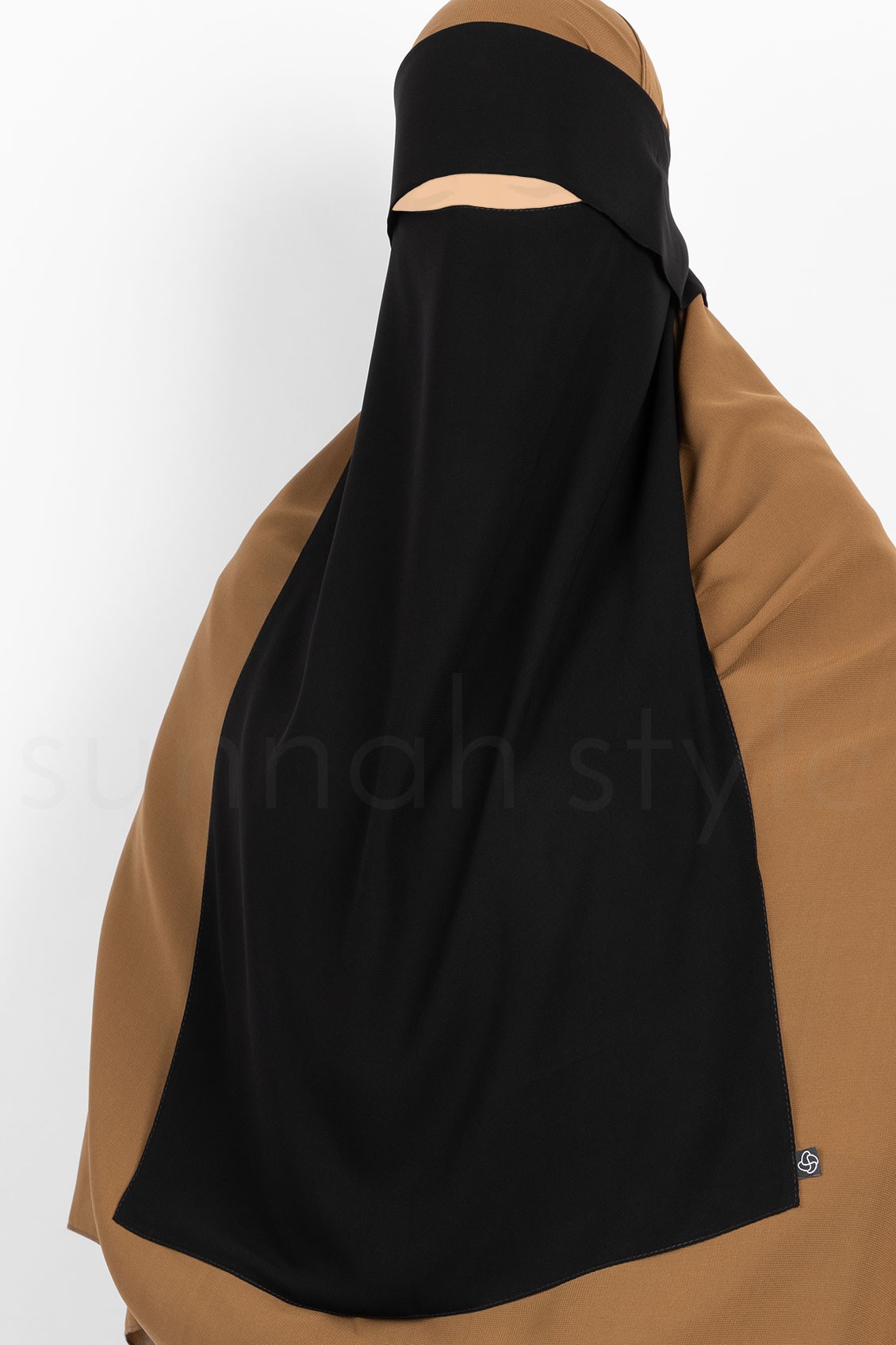 Sunnah Style Long One Layer Flap Niqab Black